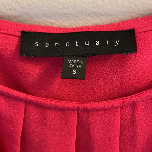 Sanctuary hot pink Origami shell top spaghetti strap Flowey women’s size small - Picture 2 of 4
